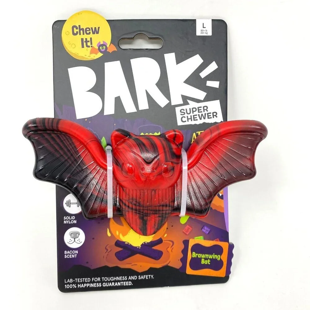 BARK Afraid of the Bark Halloween Brawning Bat Interactive Dog Toy Size L